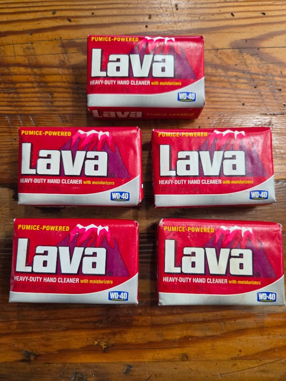 Set of 5 Lava Hand Cleaner Soap 5.75 oz Bar Heavy Duty Pumice Powered Cleaner